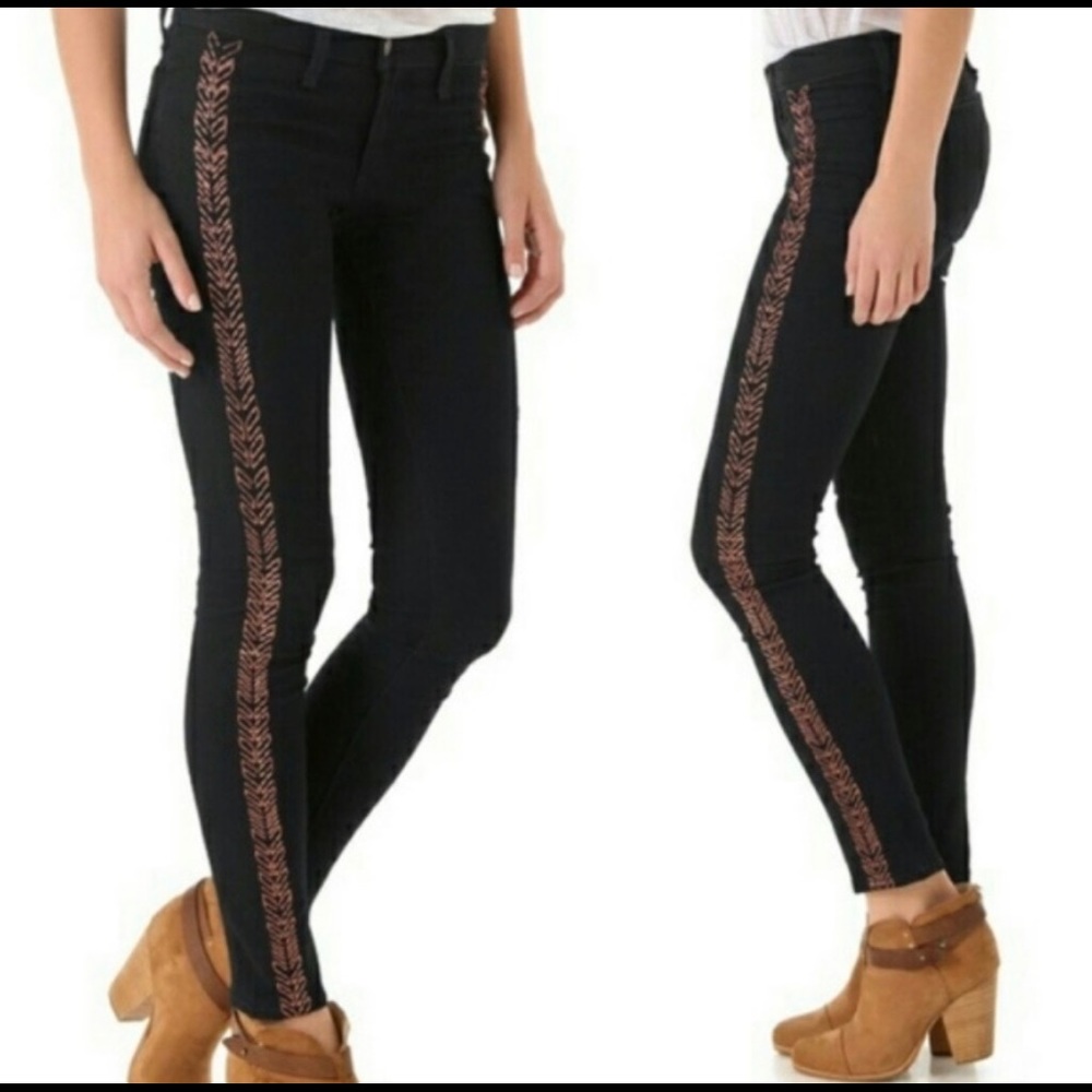Rag & Bone Black Bengal Embroidered skinny jean 25